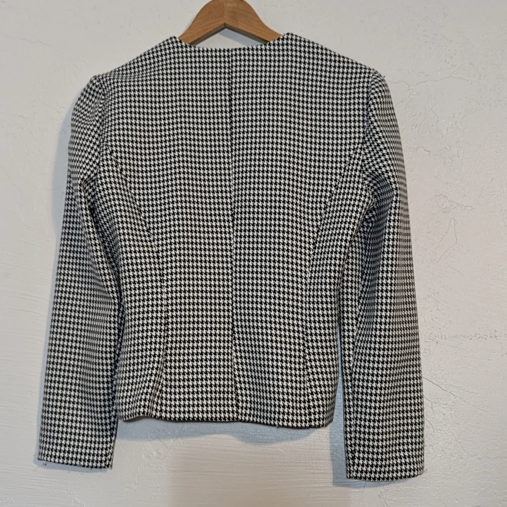 Vintage Womens B&W Houndstooth Blazer w/ Bow Grunge Alt Punk Twee Whimsigoth Emo